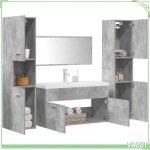 Ensemble de meubles de salle de bain 5 pcs - 3324906 - gris b�ton - vasque c�ramique blanche - 2 armoires ...