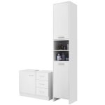 Ensemble de meubles de salle de bain blanc meuble sous - lavabo et colonne de salle de bain armoire haute ...