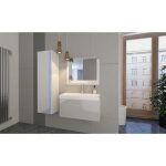 Ensemble meubles de salle de bain collection bird coloris blanc mat et brillant avec une colonne Ensemble meubles de salle de bain collection bird coloris blanc mat et brillant avec une colonne