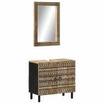 Ensemble de meubles salle de bain - meuble �tag�re + cabinet sous lavabo - 2 pi�ces bois de manguier ...