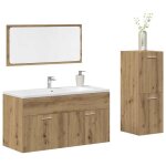 Ensemble de meubles salle de bain - meuble �tag�re + cabinet sous lavabo - 3 pi�ces bois ding�nierie ...