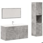 Ensemble de meubles de salle de bain - jill - 3 pi�ces - gris b�ton - bois ding�nierie - 90x38. 5x46 ...
