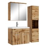 Ensemble de meubles de salle de bain montreal - badplaats - 60 cm lavabo chene - mirroir de rangement ...
