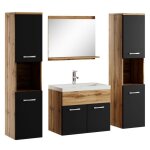 Ensemble meuble de salle de bain montreal xl 60 cm chene noir mat - meubles