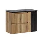 Ensemble meuble de salle de bain sous vasque 80 cm avec plan nova ch�ne coast evoke et noir
