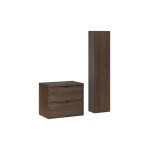 Ensemble meuble salle de bain suspendu 60 cm terra villa noyer fonc� avec plan et colonne 30 x 140 cm ...