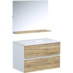 Ensemble meuble de salle de bain - vasque - bois - l80 x p45 x h50 cm - miroir - monza