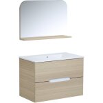 Ensemble meuble de salle de bain - vasque - bois - l80 x p45 x h55 cm - miroir - pill