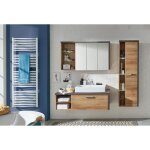 Ensemble meubles salle de bain vasque + colonne + miroir armoire - l186 x p53 x h198 cm - bay