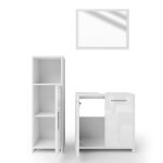 Ensemble de meubles de salle de bain kiko 3 parties blanc haute brillance blanc vicco Ensemble de meubles de salle de bain kiko 3 parties blanc haute brillance blanc vicco