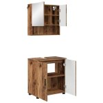 Ensemble de meubles de salle de bains - vidaxl - bois ancien - 61x35x64 cm - meuble sous lavabo - cabinet ...