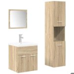Ensemble de meubles de salle de bain - vidaxl - ch�ne sonoma - 4 pi�ces - 41x385x46 cm - vasque avec ...