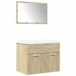 Ensemble de meubles de salle de bain - vidaxl - ch�ne sonoma - 60x385x46 cm - 3 pi�ces - vasque encastr�e ...