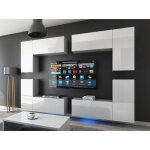 Ensemble de meubles de salon blanc suspendus collection cepto xx 276cm 8 meubles leds modulables.