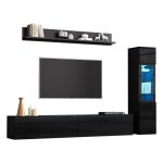 Ensemble meubles de salon mural tv 3 pi�ces �clairage led noir brillant pour tv jusqu?� 80 pouces meuble ...