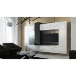 Ensemble de meubles de salon blanc et noir suspendus collection cepto xxii. 273cm 10 meubles leds modulables. ...