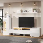 Ensemble de meubles de salon tv 3 pi�ces meubles de salon tv moderne haute brillance avec led debout ...