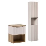 Ensemble meuble suspendu sous vasque 50 cm et colonne 30 x 140 cm nova cachemire