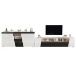Ensemble meuble tv avec buffet combin� laqu� brillant �clairage led noir et blanc 180x38. 5x45cm et 140x40x65c ...