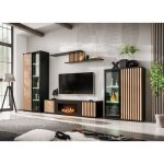 Ensemble meuble tv cameron - k - noir / beige - l 340 x h 192 x p 45 cm