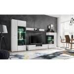 Grand ensemble meuble tv led capone noir mat et blanc laque 310 cm