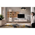 Meuble tv - deconation - gusto lux b - beige - l 280 x h 180 x p 45 cm - �clairage led blanc