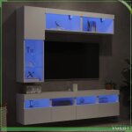 Ensemble de meubles tv muraux 7 pcs - faf7291712416927 - led rvb - bois ding�nierie r�sistant � lhumidit� ...