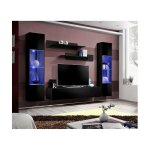 Meuble tv - fly iii - 260 cm x 190 cm x 40 cm - noir - vitrine suspendue avec �tag�res