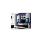 Ensemble meuble tv mural - mini - 200 cm x 190 cm x 45 cm - blanc et noir