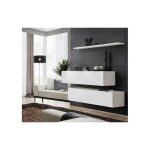 Ensemble meuble tv mural - switch sb ii - 130 cm x 110 cm x 30 cm - blanc