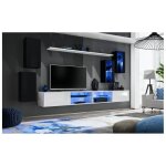 Ensemble meuble tv mural switch xxv - ac - d�co - noir et blanc - verre - contemporain - design - laqu� ...