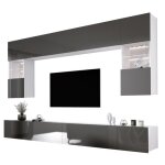 Ensemble meuble tv mural unite murale blanc - gris meuble mural à led pour salon Ensemble meuble tv mural unite murale blanc - gris meuble mural à led pour salon