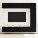 Ensemble meuble tv mural - wiens - ch�ne noir - bois ding�nierie - 100x30x30 cm - 5 pi�ces - 2 portes ...