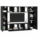 En soldes - ensemble meuble tv - noir meuble hi - fi - table tv - montage mural ch�ne noir bois ding�nierie ...