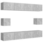 Ensemble de meubles tv suspendu - gris - bois dingnierie - contemporain - design - porte(s)