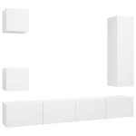 Ensemble de meubles tv suspendu - kalisse - 5 pi�ces - blanc - bois ding�nierie - 305 x 30 x 110 cm - ...