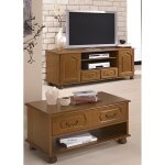 Ensemble meuble tv et table basse chêne rustique - l 158. 8 x l 46 x h 60. 3 cm Ensemble meuble tv et table basse chêne rustique - l 158. 8 x l 46 x h 60. 3 cm