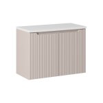 Ensemble meuble vasque 2 portes et plateau blanc l 80 x p 40 x h 595 cm - astral - beige cr�me