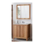 Ensemble meuble vasque + miroir - bois - 80 cm - typical oak