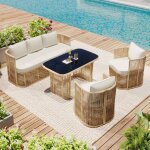 Ensemble de mobilier de jardin 4 pi�ces rotin pe un canap� 3 places 2 fauteuils une table structure en ...