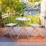 Ensemble mobilier de jardin pliable 3 pi�ces acier r�sistant table et chaises terrasse balcon beige