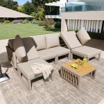 Ensemble de mobilier de jardin pour six personnes comprenant une table basse des coussins et des dossiers ...