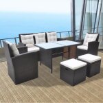 Ensemble de mobilier de jardin - vidaxl - 6 personnes - rsine tresse - marron