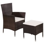 Ensemble de mobilier de jardin - vidaxl - chaise et tabouret - r�sine tress�e - 2 coussins - marron