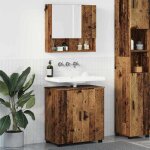 Ensemble de mobilier de salle de bain moderne - vidaxl - meuble �tag�re + cabinet sous lavabo - 2 pi�ces ...