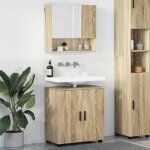 Ensemble de mobilier de salle de bain moderne - vidaxl - meuble �tag�re + cabinet sous lavabo - 2 pi�ces ...