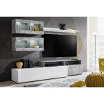 Ensemble murale meuble tv - ac - d�co - light - blanc - 6 �l�ments - led