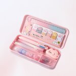 Ensemble de papeterie rose 9pcs motif griffes de chat fournitures scolaires et bureau kawaii