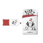 Ensemble parure de couette - minnie mickey - 140 x 200 cm - housse 100% coton - coussin 35 x 35 cm - ...