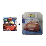 Ensemble parure + coussin - cars disney - 140 x 200 cm - 100% coton - bleu - classique
